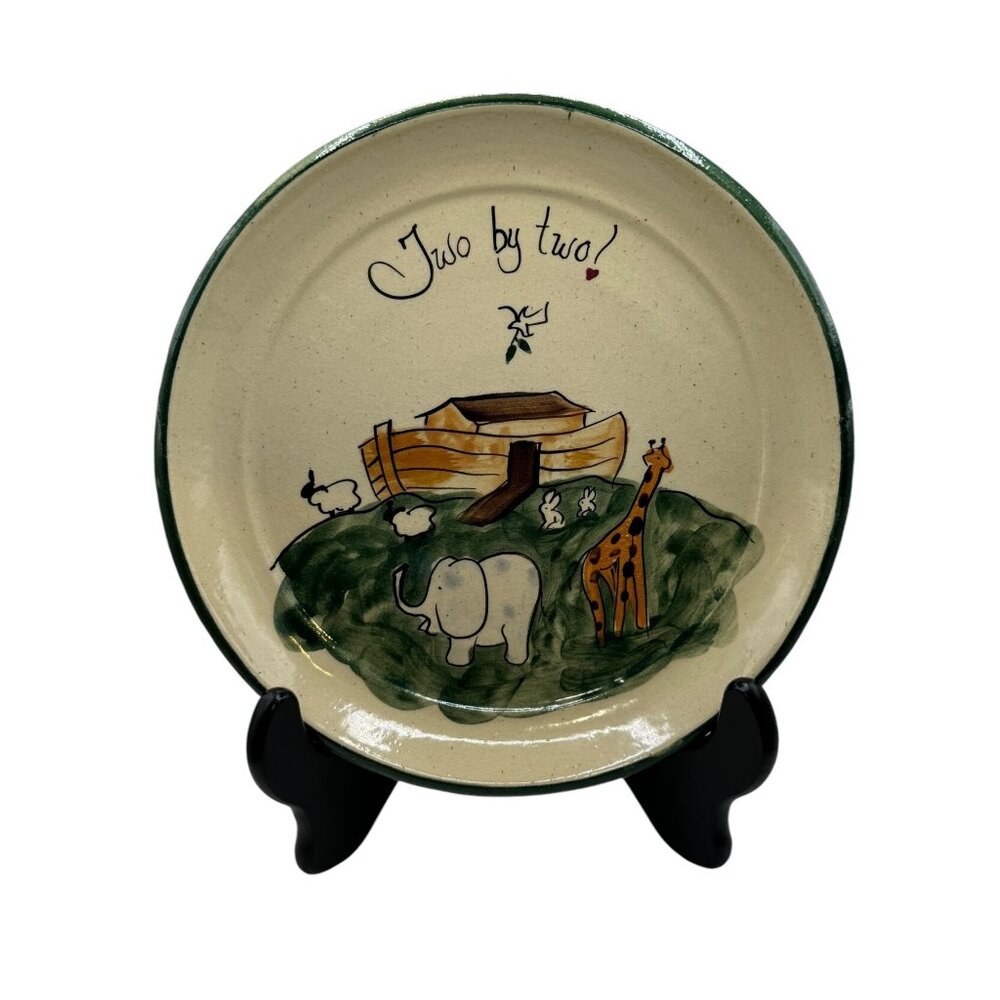 Heart And Soul Handcrafted Pottery Plate "Two By Two" Noahs Ark Design 8" Searcy